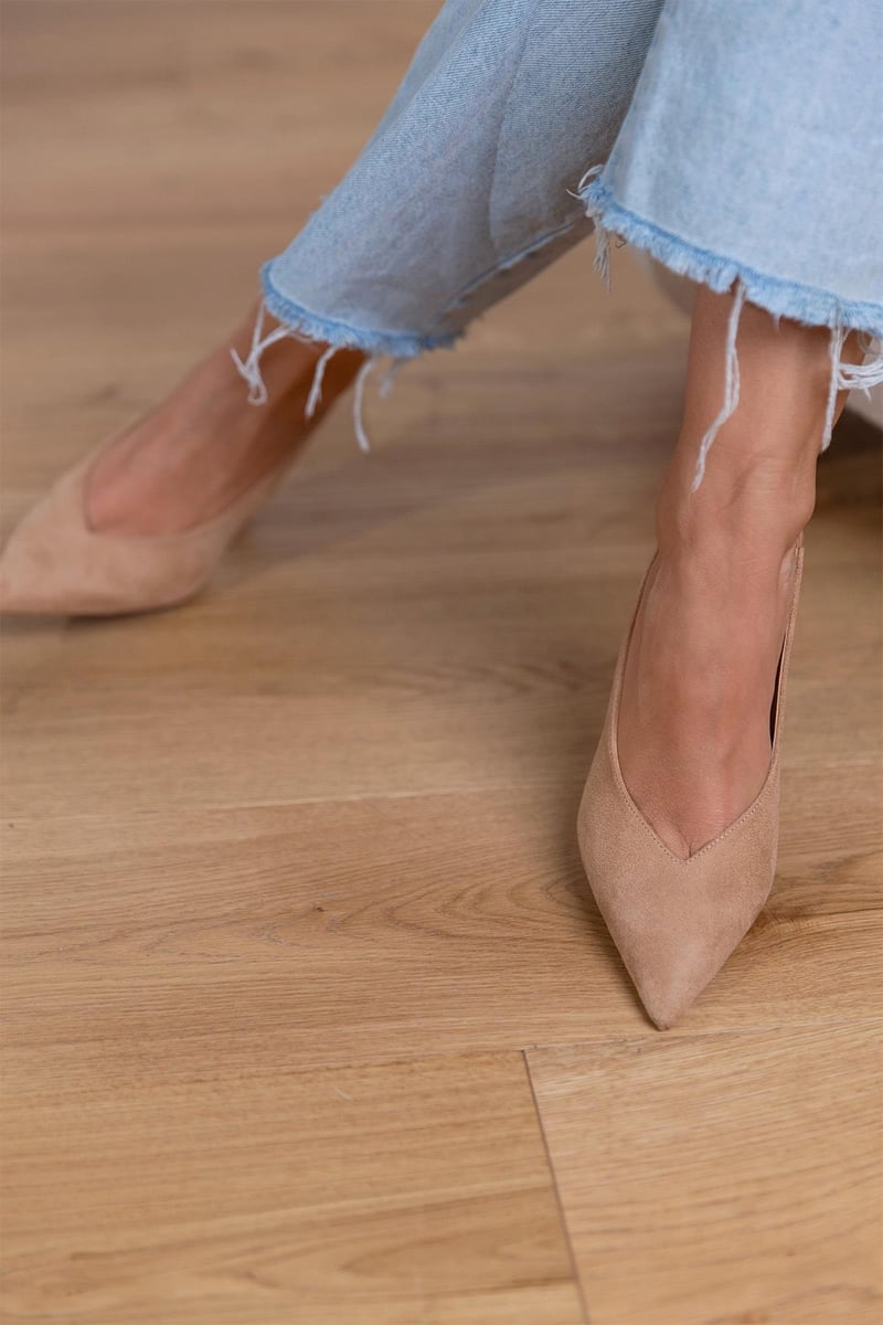 Marlena - Nude slingback pumps with thin heel