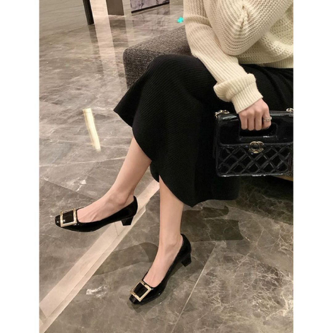 Narella -  Elegant mid-heel square toe sandals