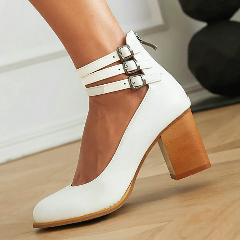 Narella - Elegant mid-heel square toe sandals