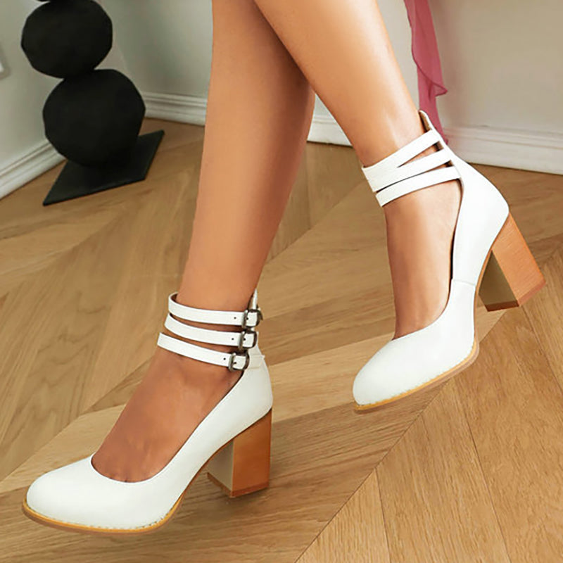 Narella - Elegant mid-heel square toe sandals