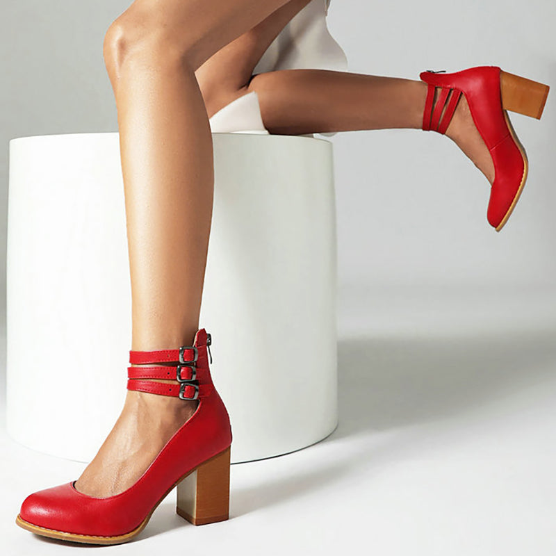Narella - Elegant mid-heel square toe sandals
