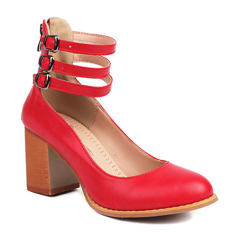 Narella - Elegant mid-heel square toe sandals