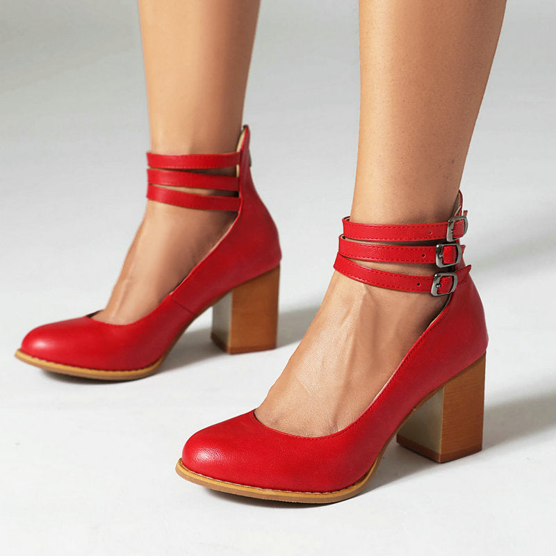 Narella - Elegant mid-heel square toe sandals