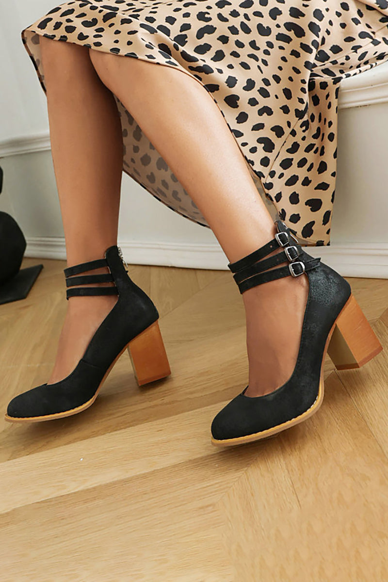 Narella - Elegant mid-heel square toe sandals
