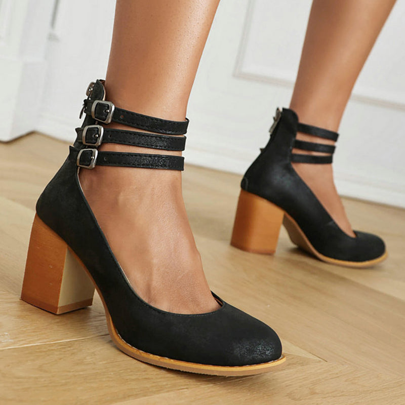 Narella - Elegant mid-heel square toe sandals