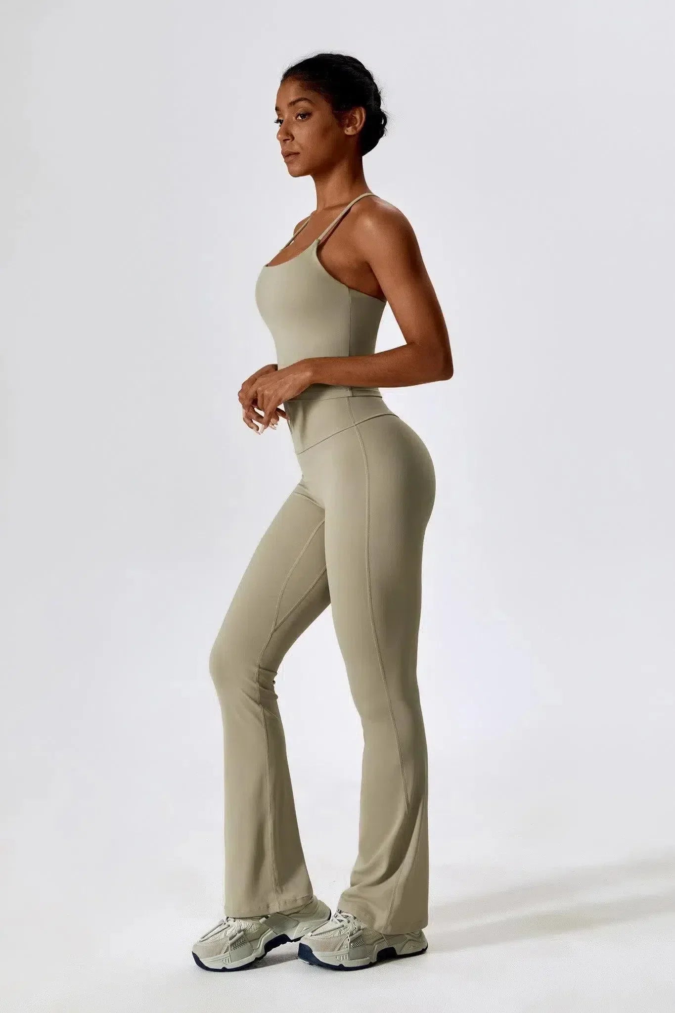 Nicolina – Square neckline – Top & flared leggings set-10174790500679-Ivory Ombre