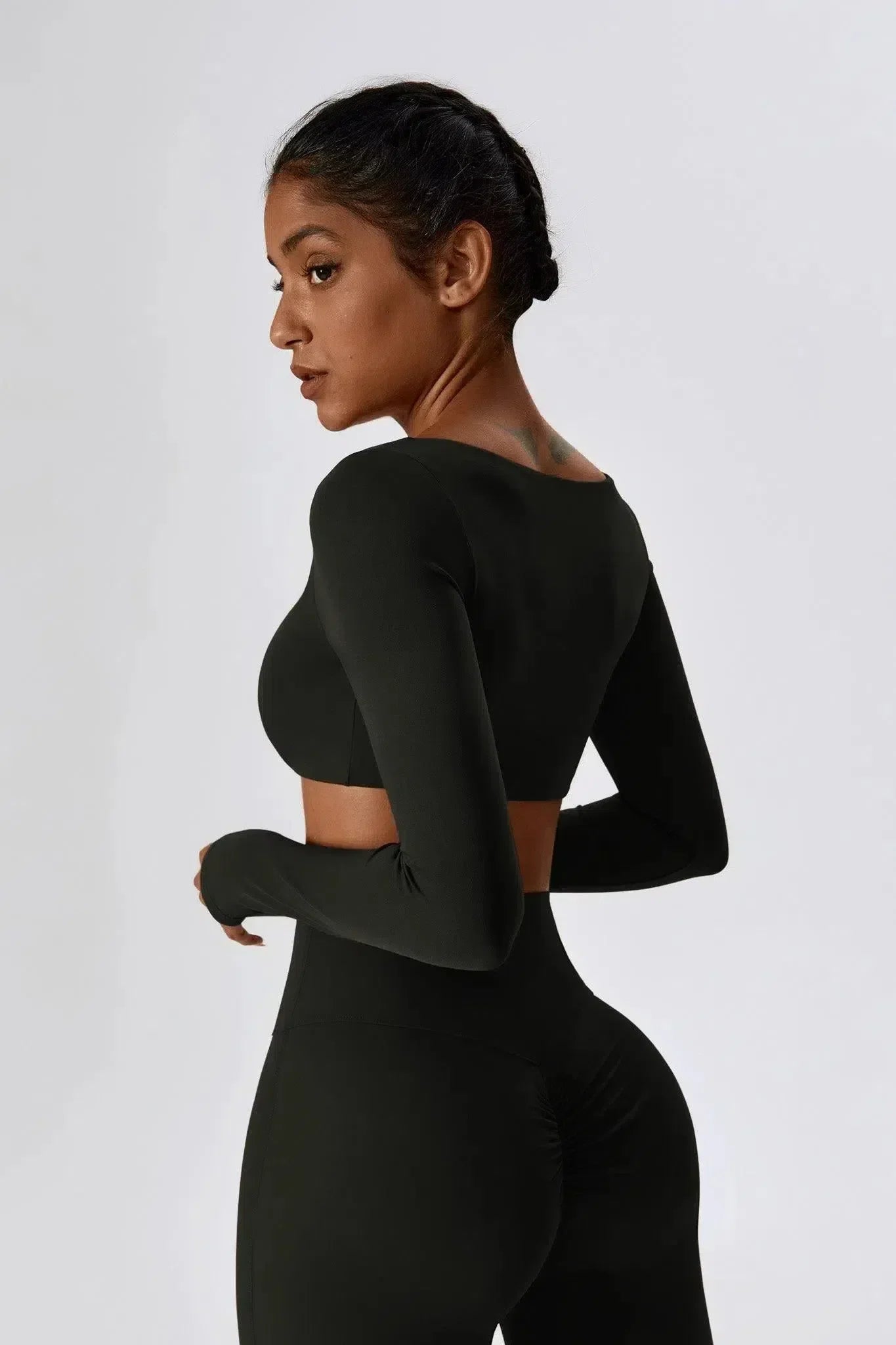 Oceane – Square neckline – Crop top & leggings set-10174790238535-Ivory Ombre