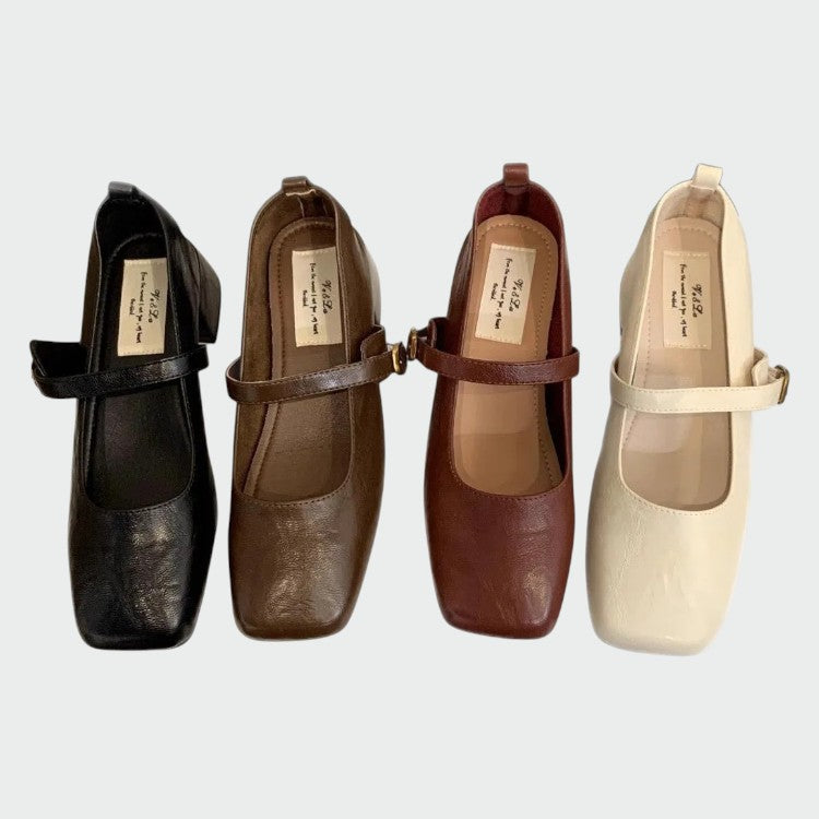Odette – Square Tip High Heeled Mary Jane Shoes