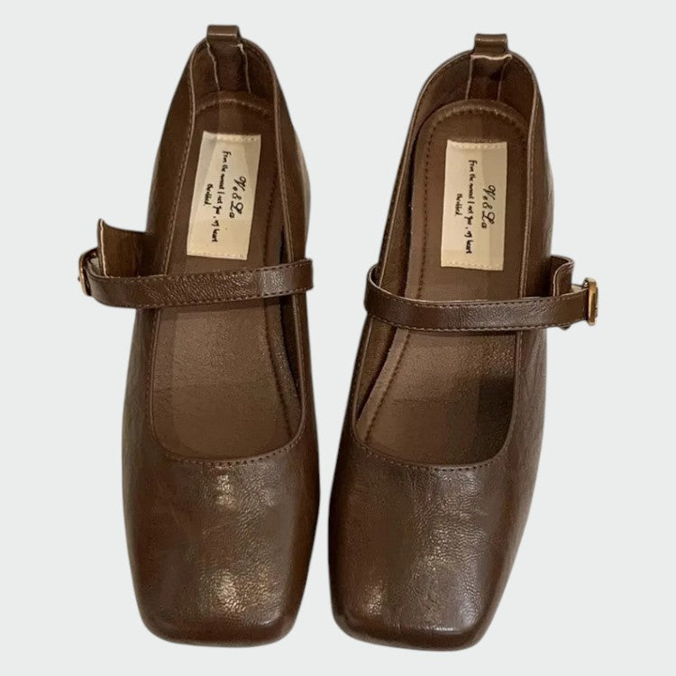 Odette – Square Tip High Heeled Mary Jane Shoes