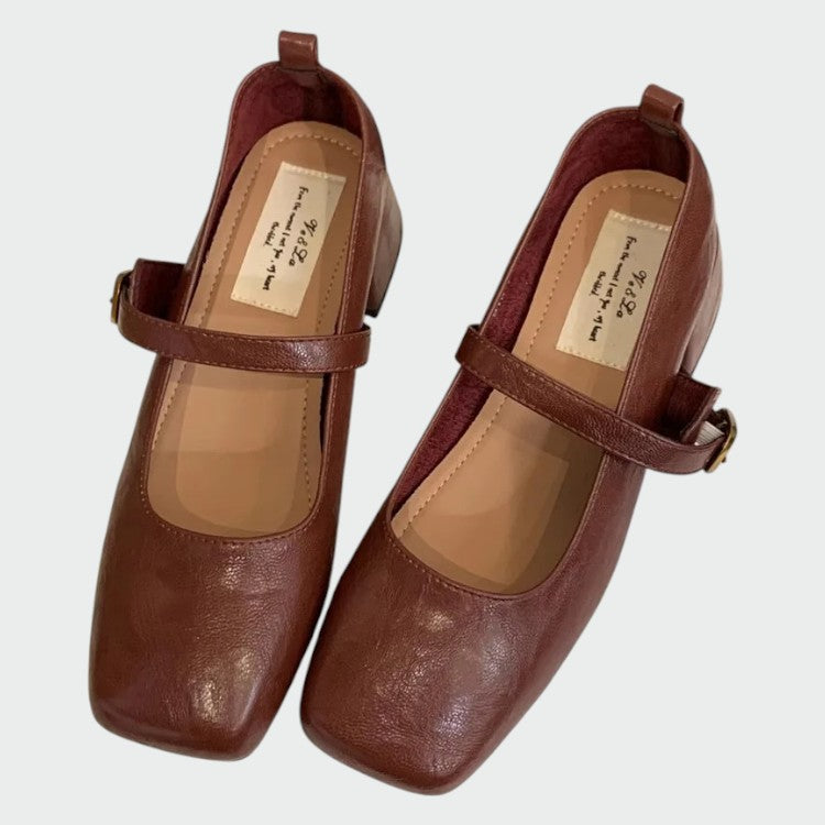 Odette – Square Tip High Heeled Mary Jane Shoes