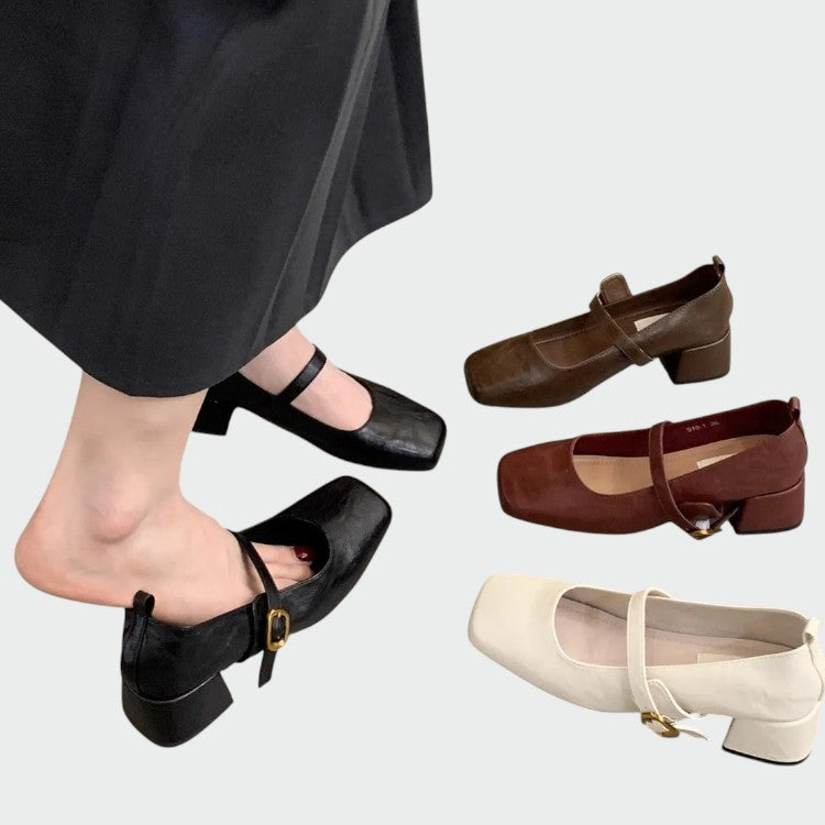 Odette – Square Tip High Heeled Mary Jane Shoes