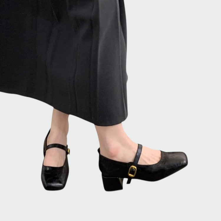 Odette – Square Tip High Heeled Mary Jane Shoes