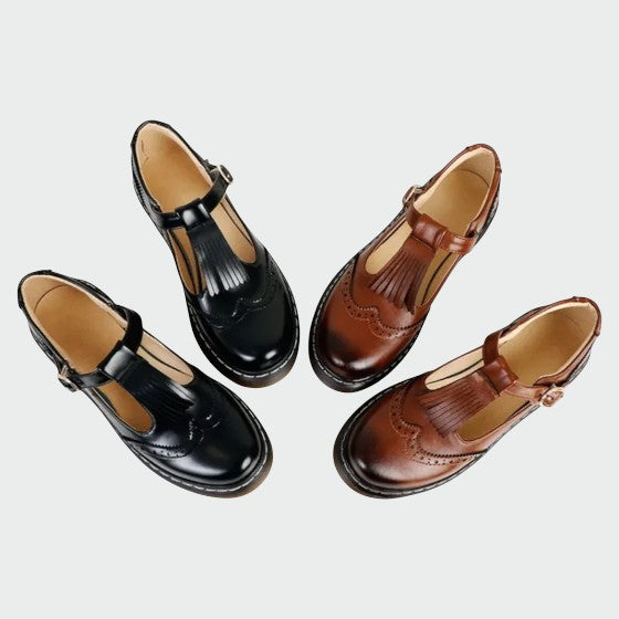 Paloma - Elegante T-Bar Leather Shoes