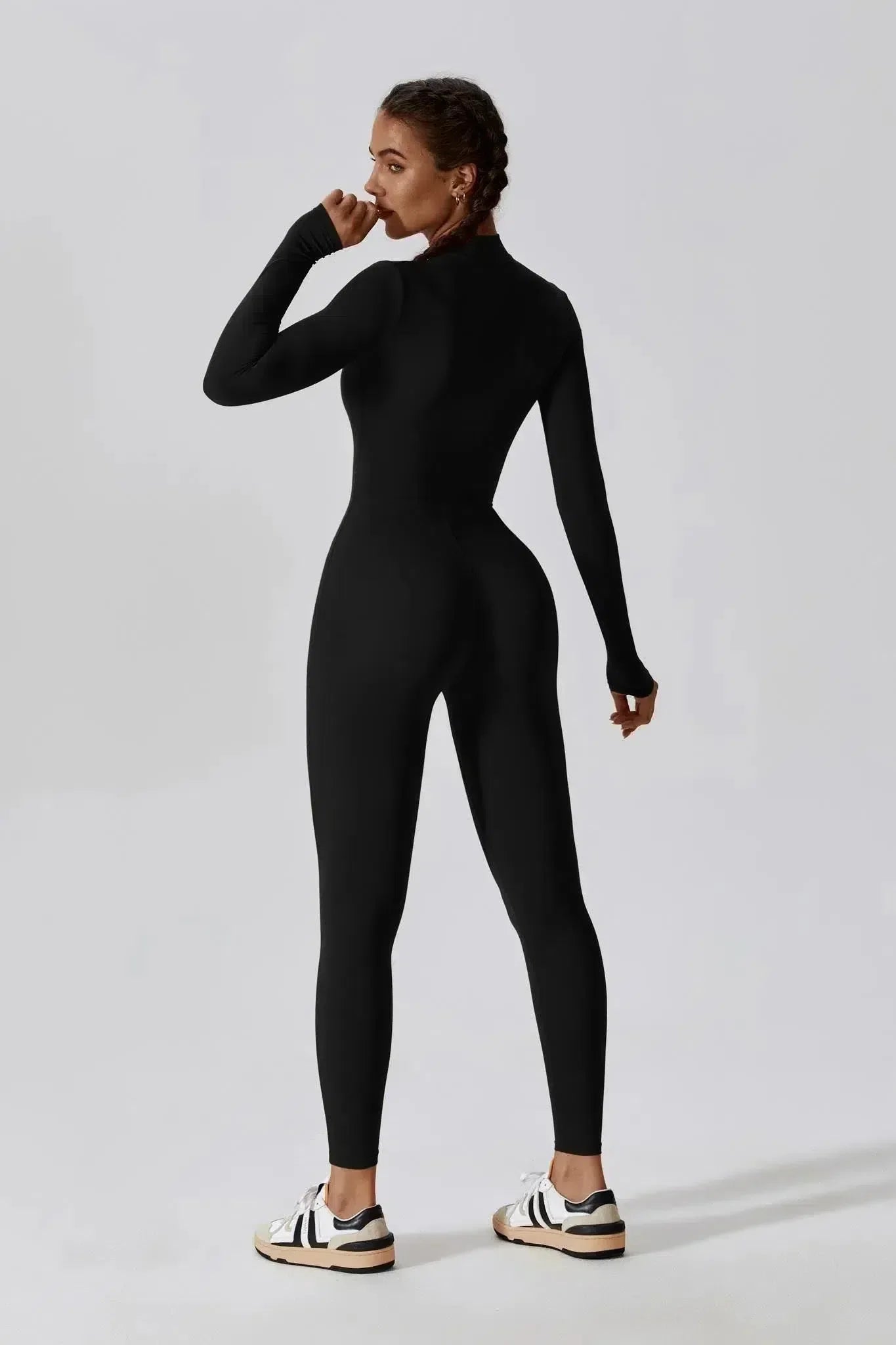 Paola – High-neck zip – Long-sleeve jumpsuit-10174779130183-Ivory Ombre