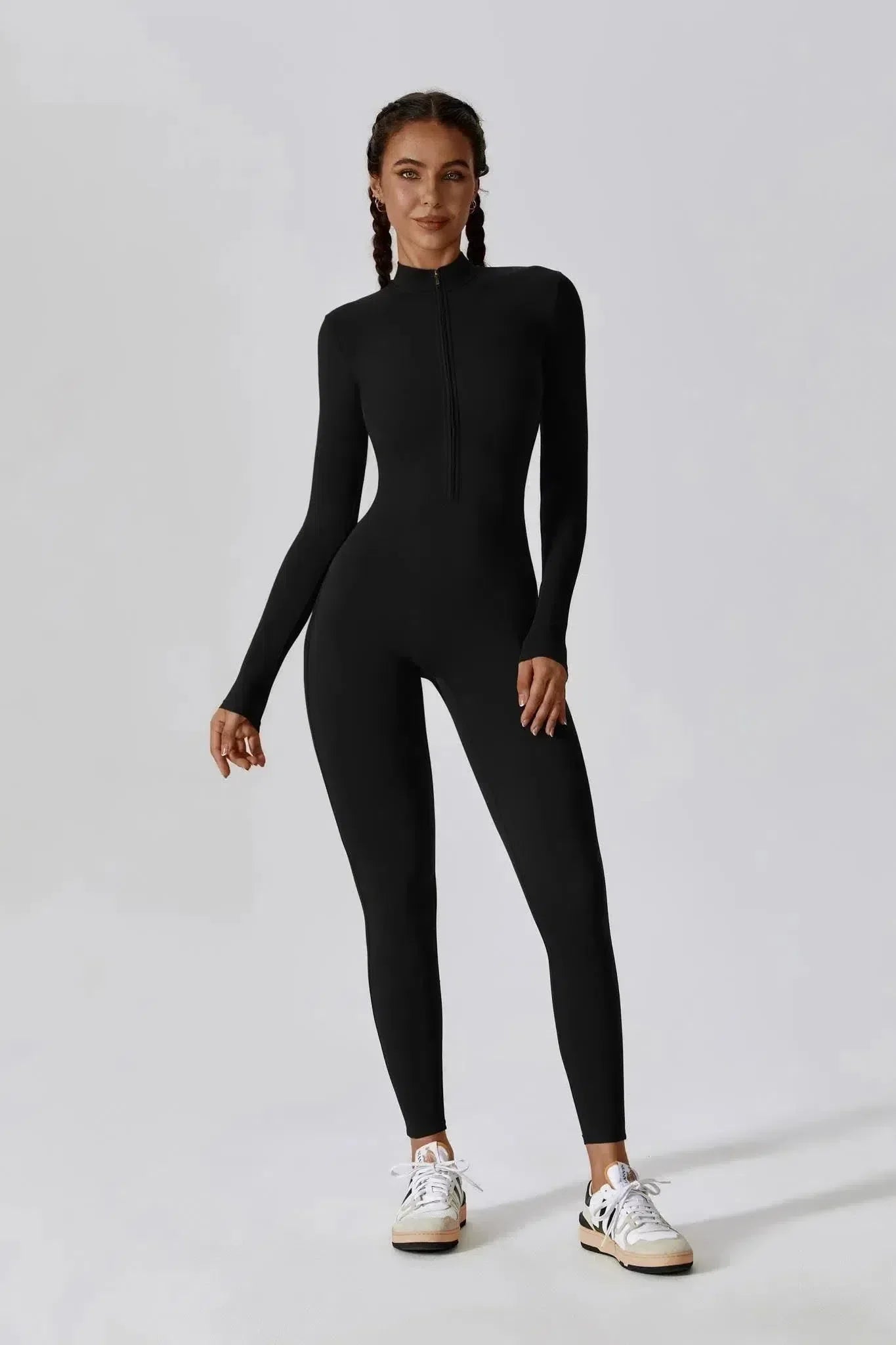 Paola – High-neck zip – Long-sleeve jumpsuit-10174779130183-Ivory Ombre