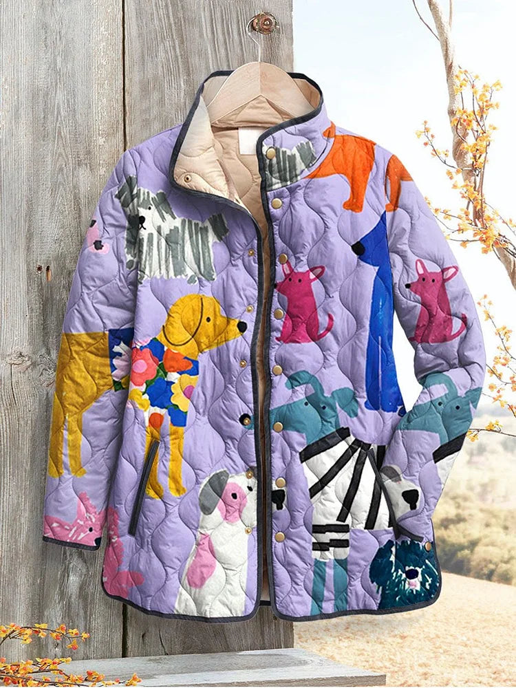 Pathy - Women's Casual Jacket with Dog Print