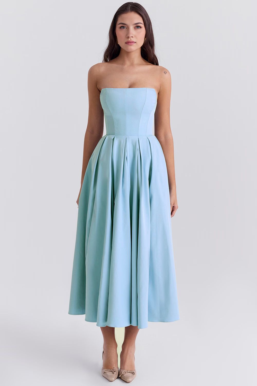 Marivelle – Strapless pleated – Midi dress