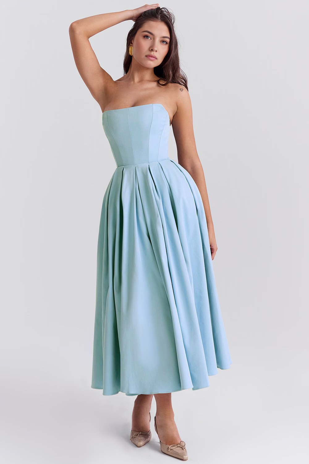 Marivelle – Strapless pleated – Midi dress
