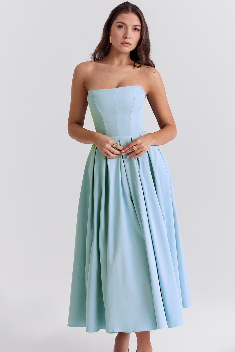 Marivelle – Strapless pleated – Midi dress
