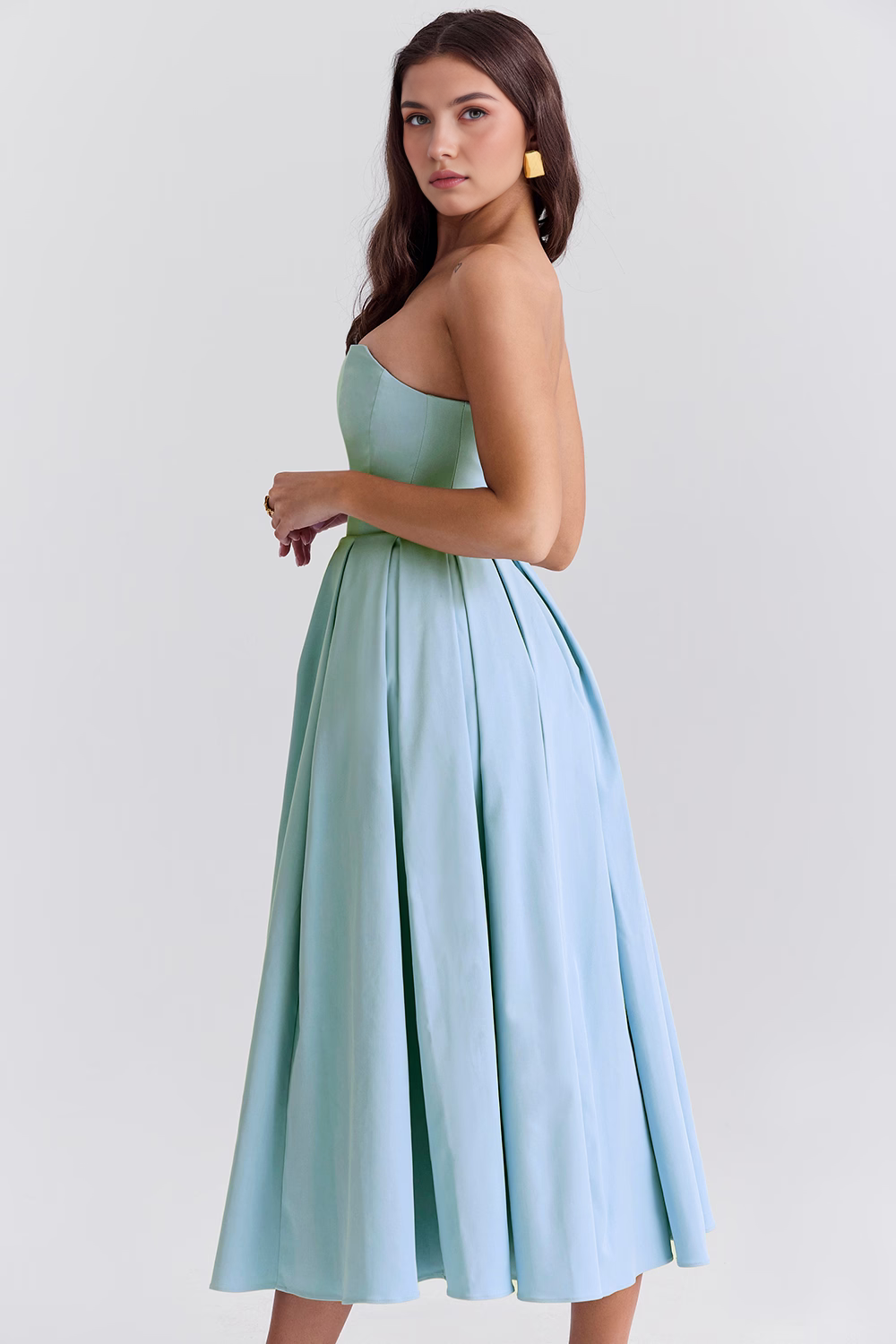 Marivelle – Strapless pleated – Midi dress