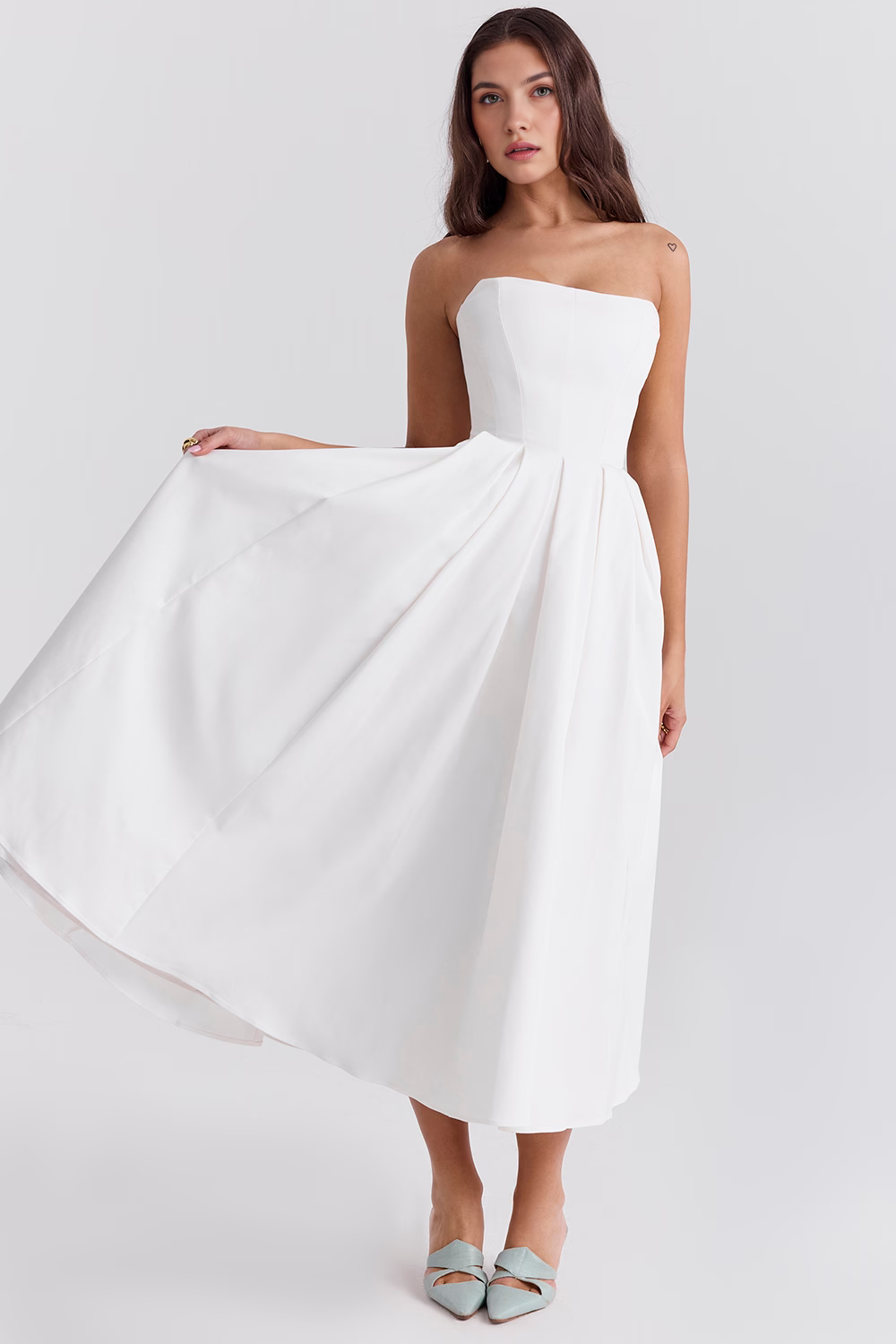 Marivelle – Strapless pleated – Midi dress