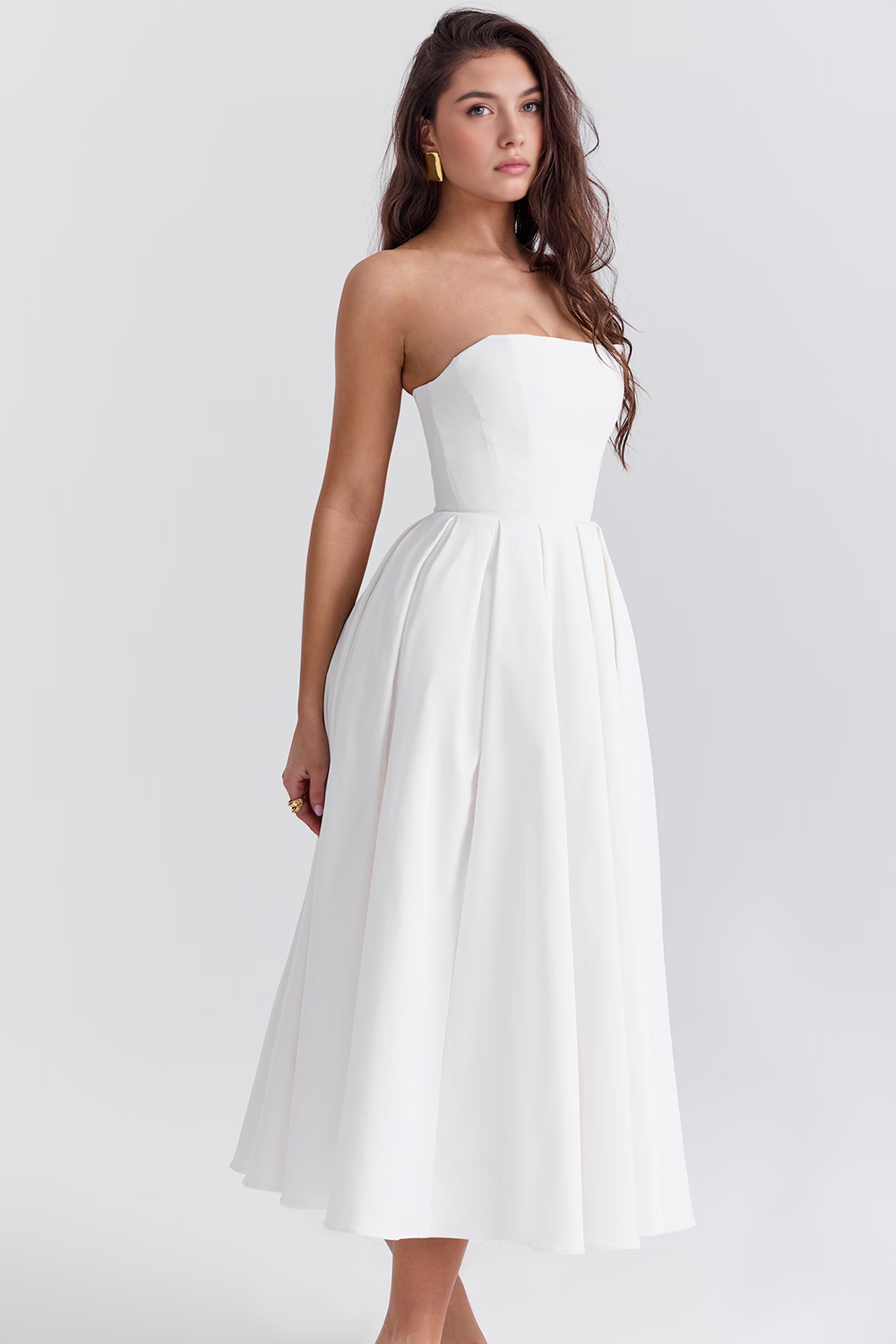 Marivelle – Strapless pleated – Midi dress