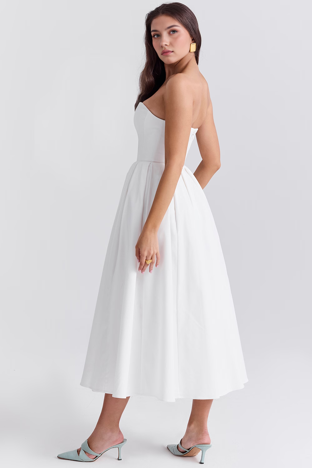 Marivelle – Strapless pleated – Midi dress