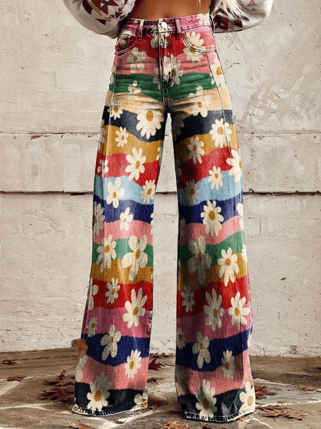 Savannah - Retro Floral High-Waisted Flare pants