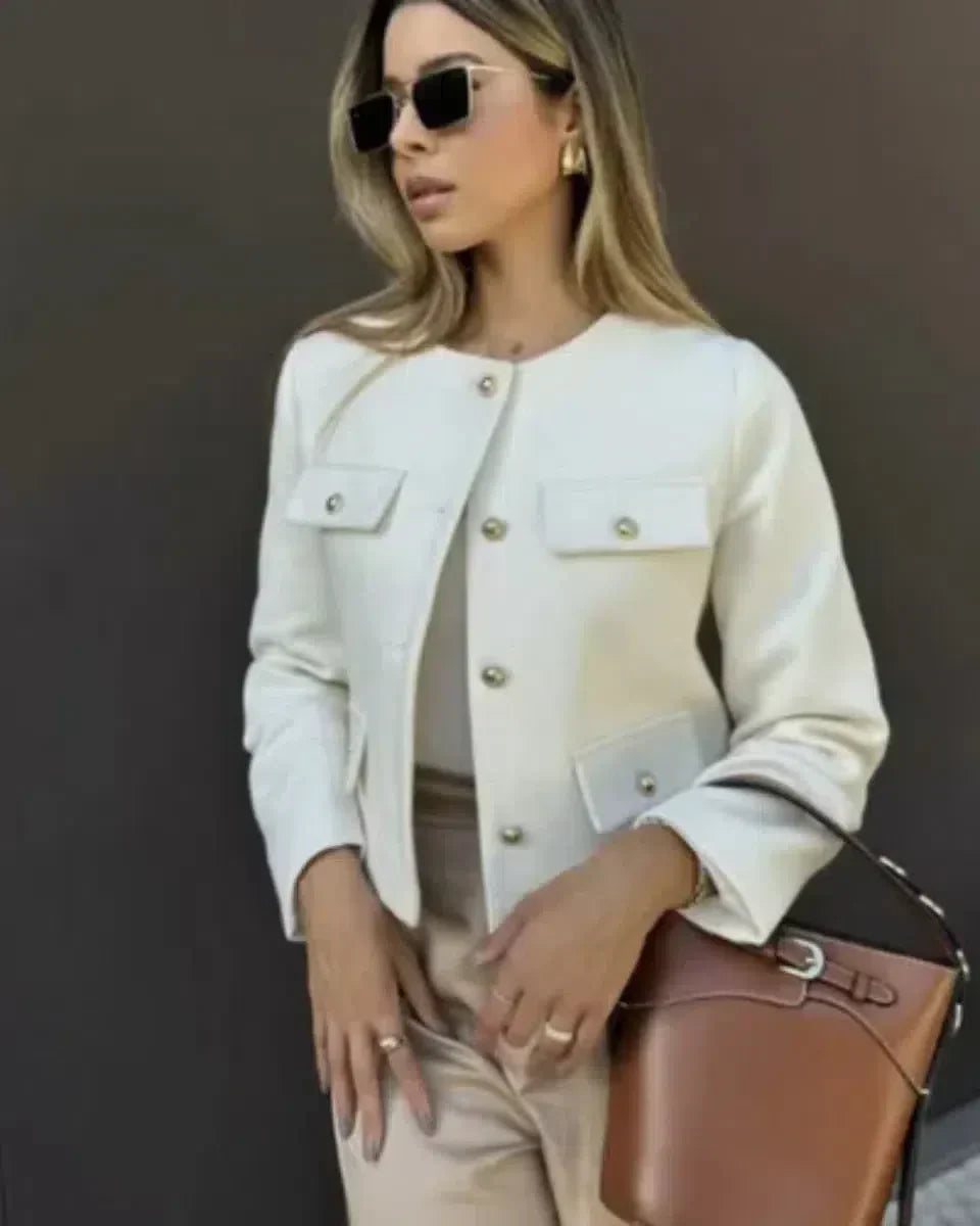 Savoire Chic – Classic tailored cut – Blazer-10174774640967-Ivory Ombre
