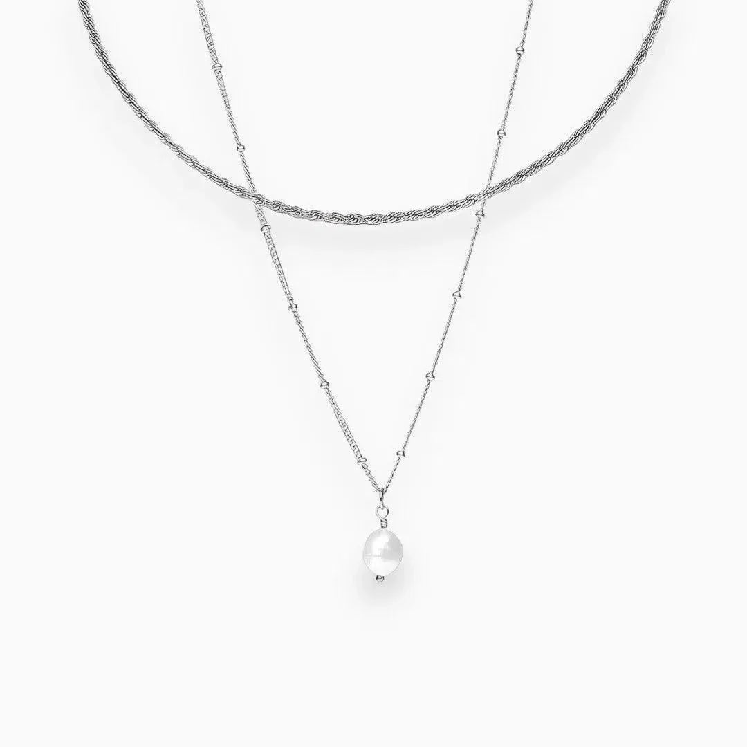 Serenza – Modern choker with pearl pendant – Necklace set-10173354869063-Ivory Ombre