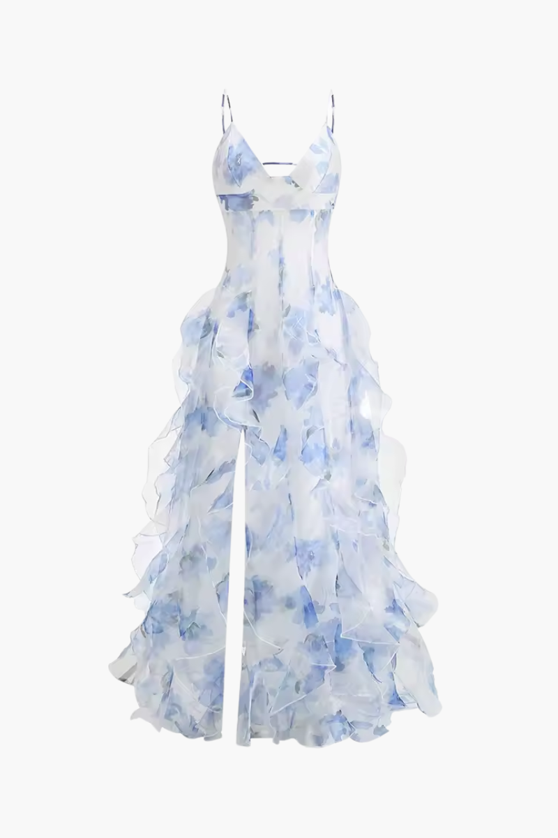 Sestina – Ethereal sheer design – Ruffled chiffon-blend maxi dress-10174728929607-Ivory Ombre