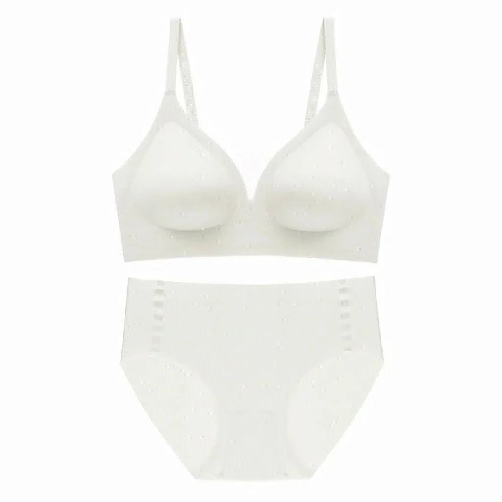 Teline – Seamless deep V – Bra and briefs set-10174861967687-Ivory Ombre