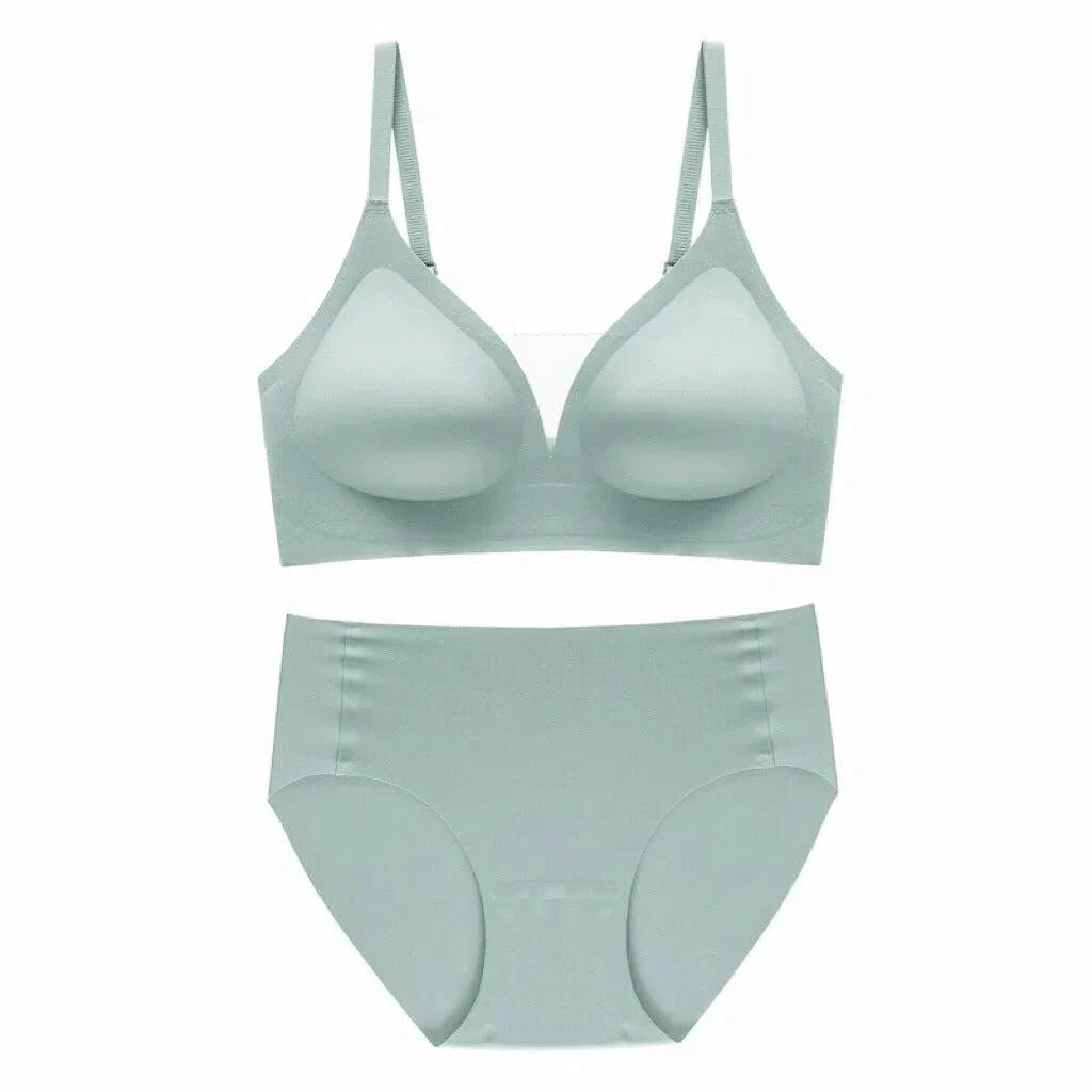 Teline – Seamless deep V – Bra and briefs set-10174861967687-Ivory Ombre