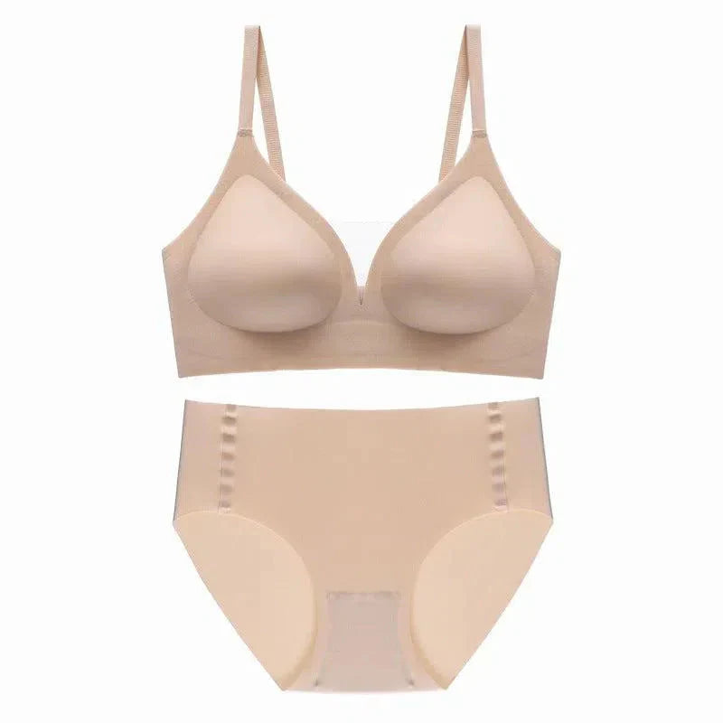 Teline – Seamless deep V – Bra and briefs set-10174861967687-Ivory Ombre
