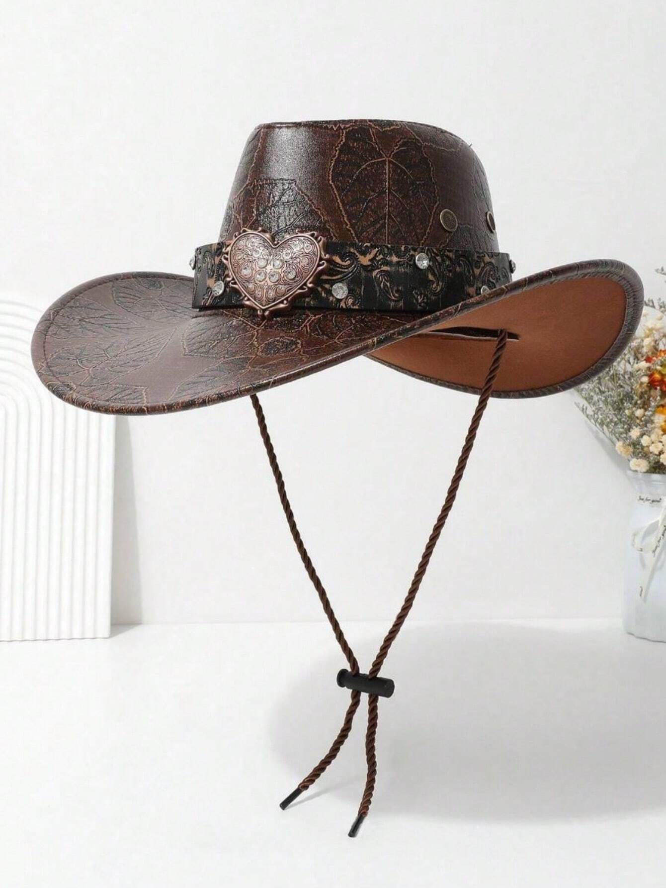 Vallentra – Embossed heart detail – Cowboy hat-10174849352007-Ivory Ombre