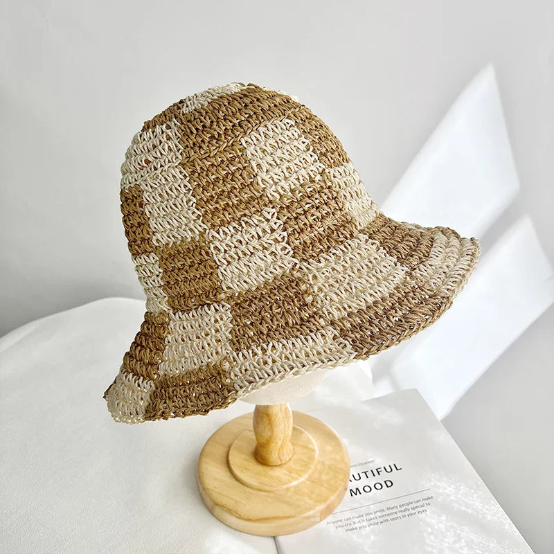 Vareda – Checkerboard charm – Crochet bucket hat-10174849745223-Ivory Ombre
