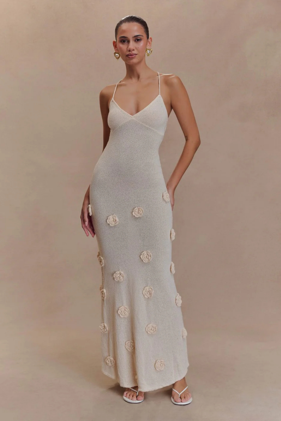 Vinna – 3D floral – Strappy maxi dress