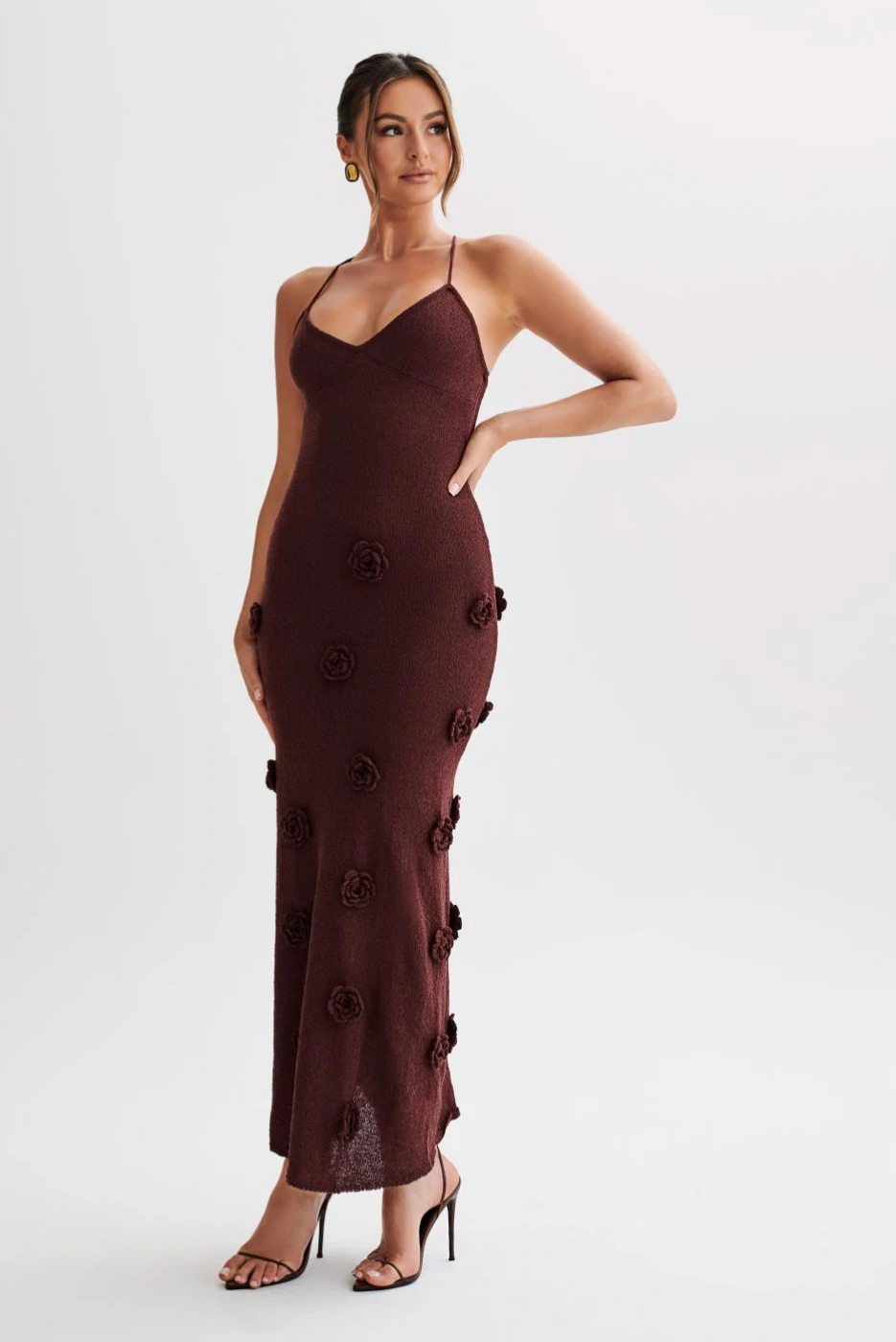 Vinna – 3D floral – Strappy maxi dress