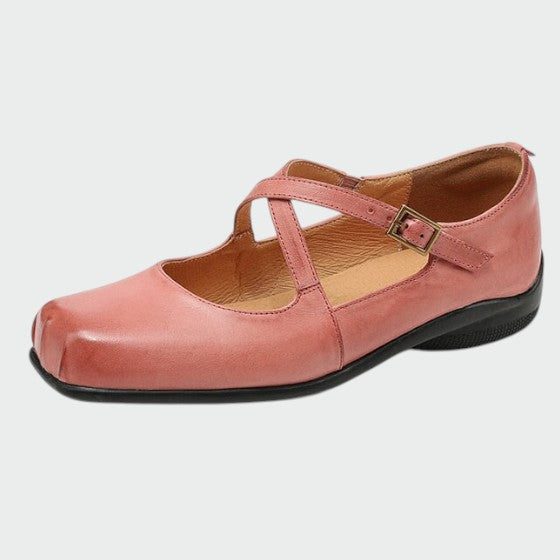 Violetta - Square-Toe Cross-Strap Mary Jane Shoes