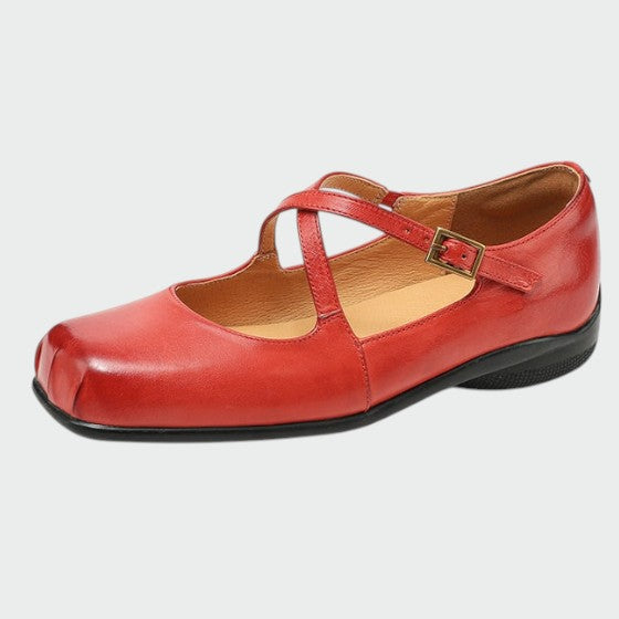 Violetta - Square-Toe Cross-Strap Mary Jane Shoes