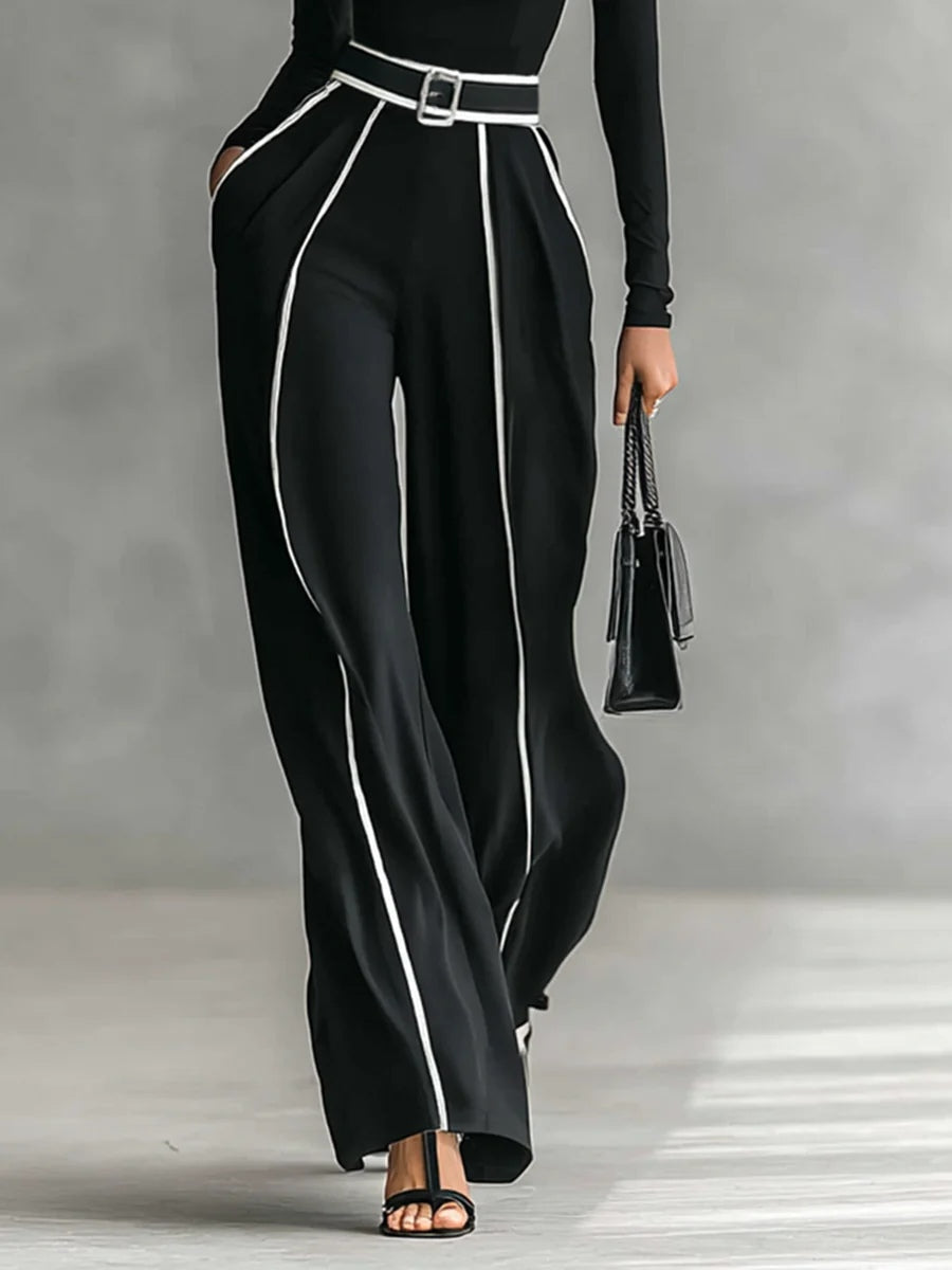 Velissia – Contrast trim – Belted jumpsuit