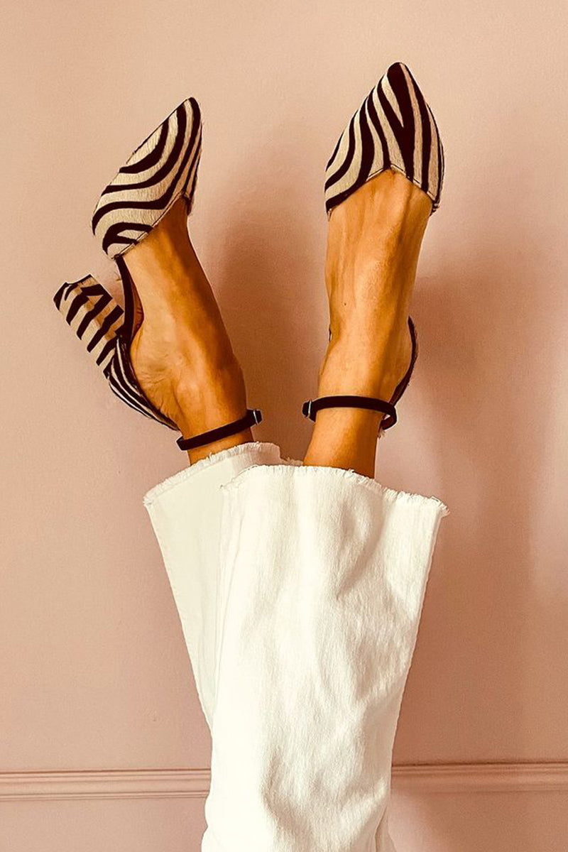 Zebrina - Zebra Print Mid-Heel Sandals with Strap