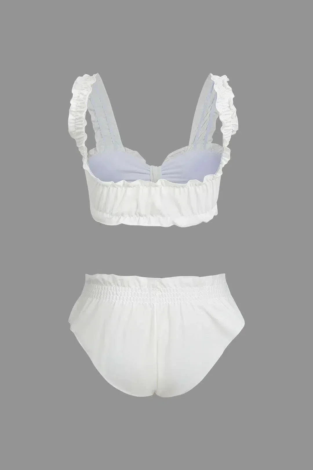 Ziraya – Feminine design – Frill trim bikini set-10174708580679-Ivory Ombre