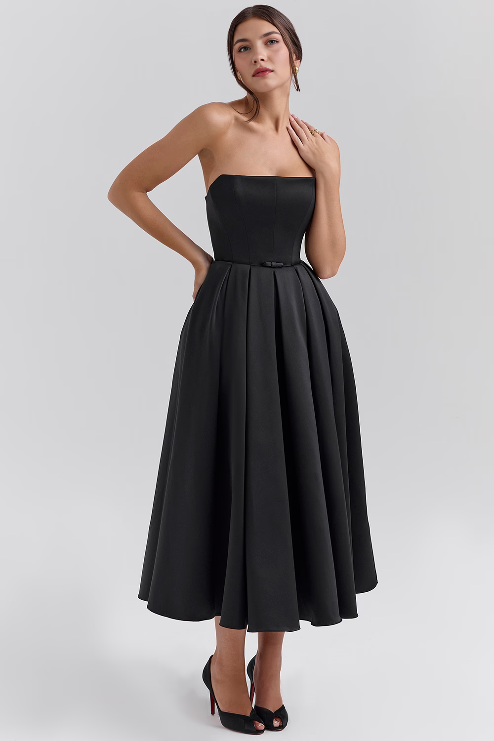 Marivelle – Strapless pleated – Midi dress