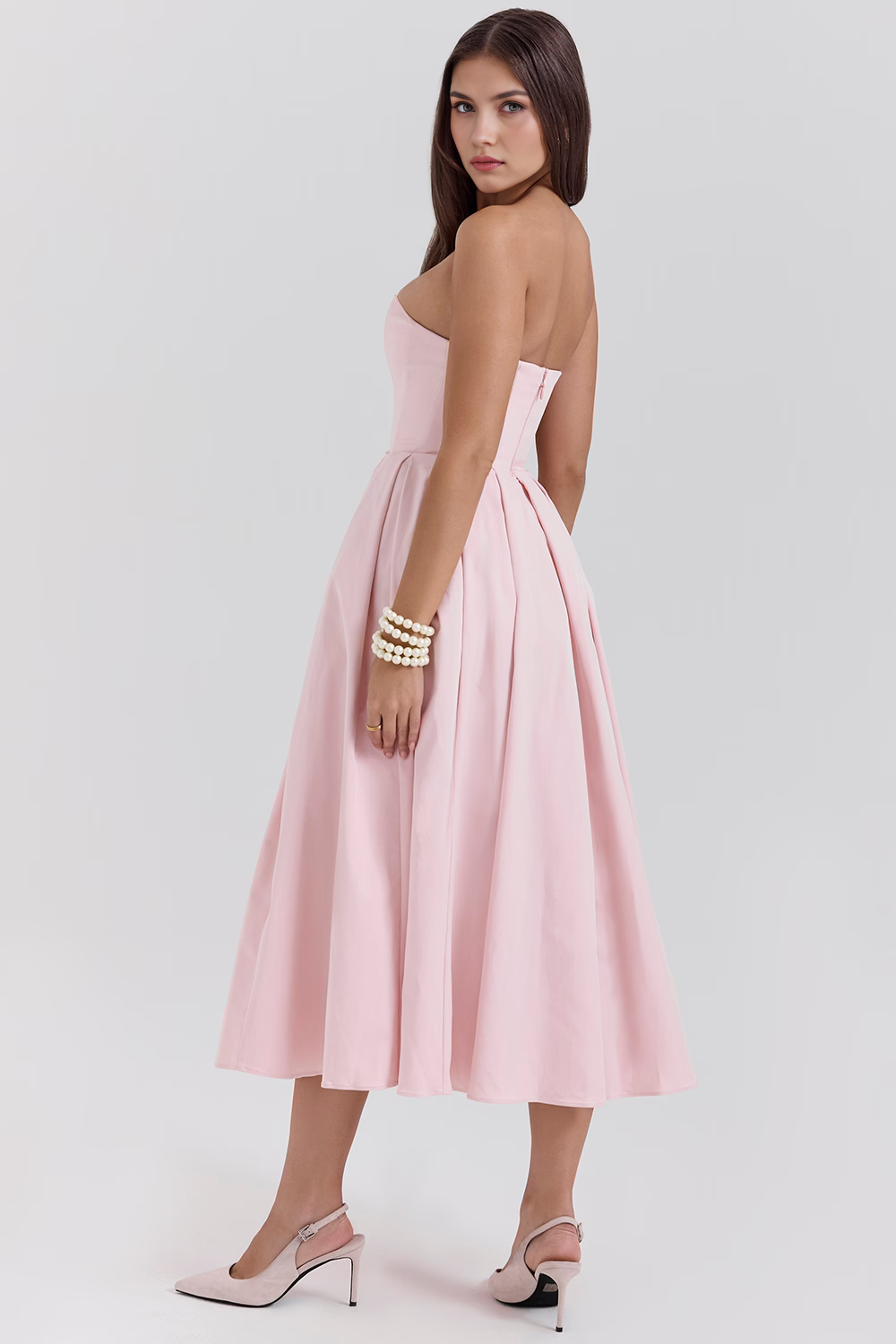 Marivelle – Strapless pleated – Midi dress