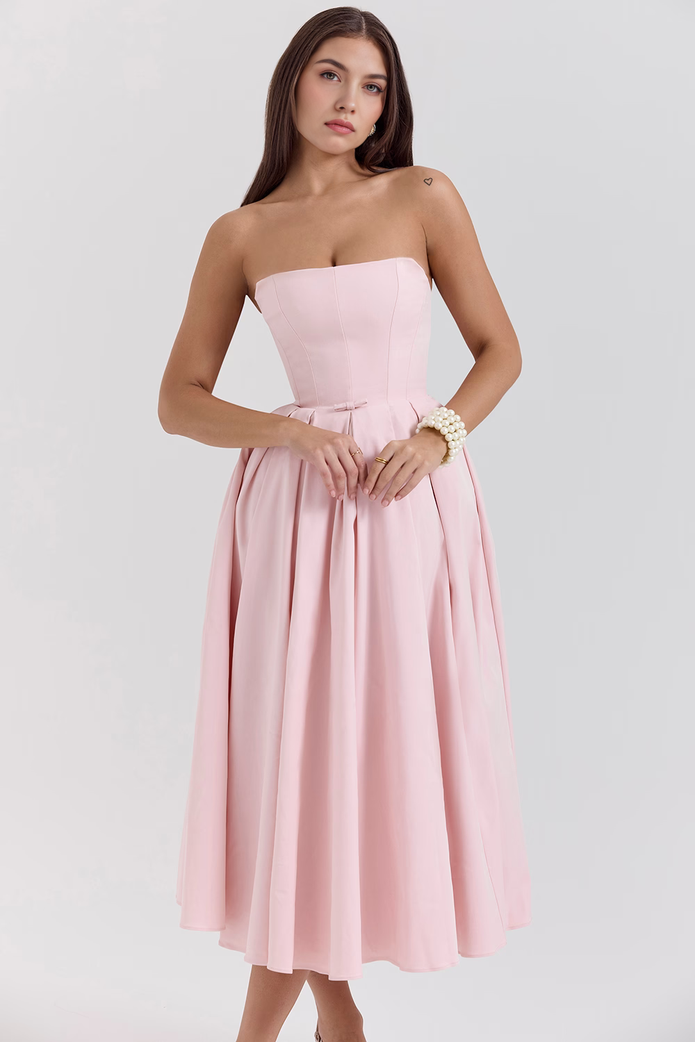 Marivelle – Strapless pleated – Midi dress