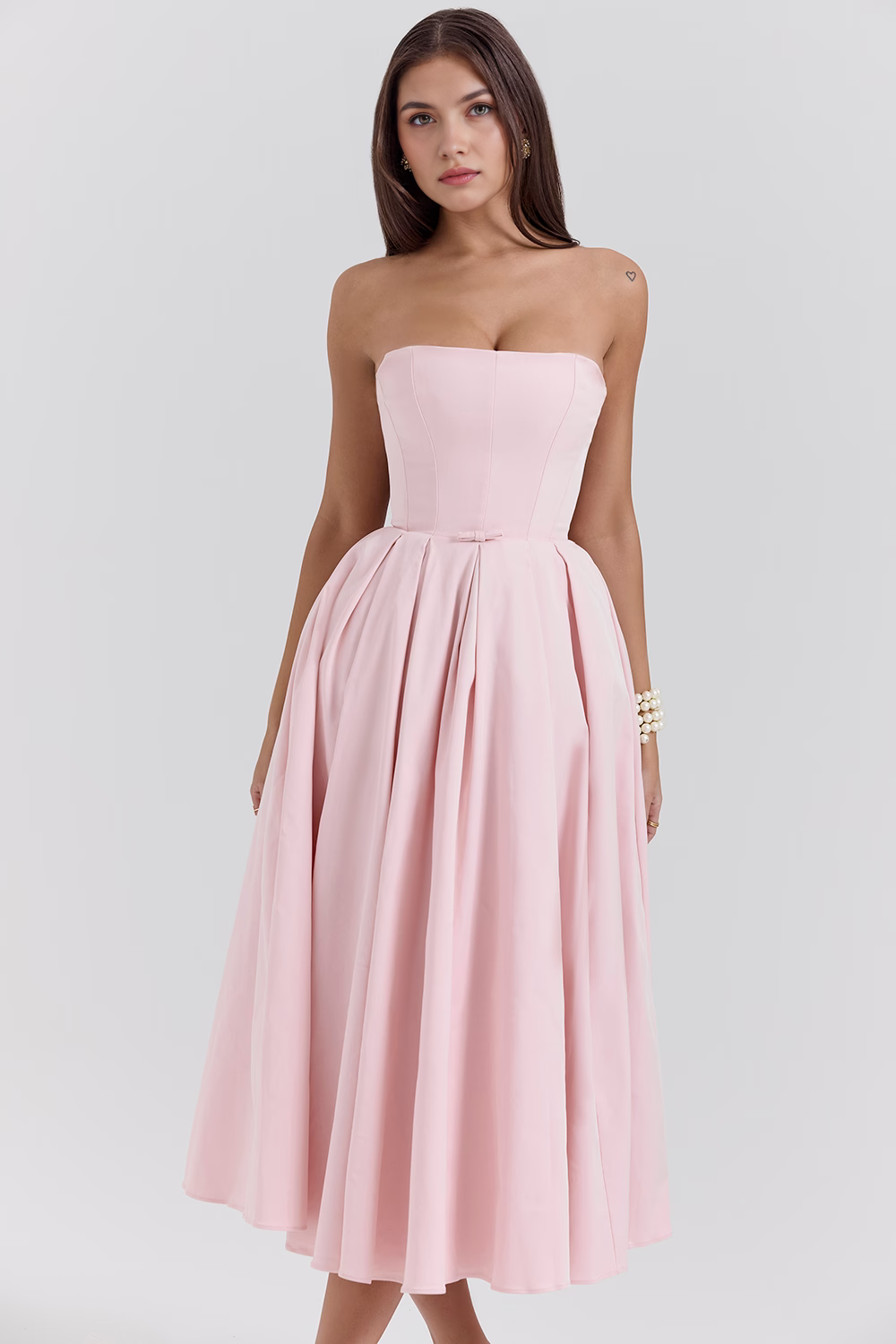 Marivelle – Strapless pleated – Midi dress